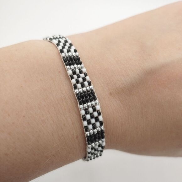 Hand Crafted Jewelry - Loom Beaded Bracelets Black & White